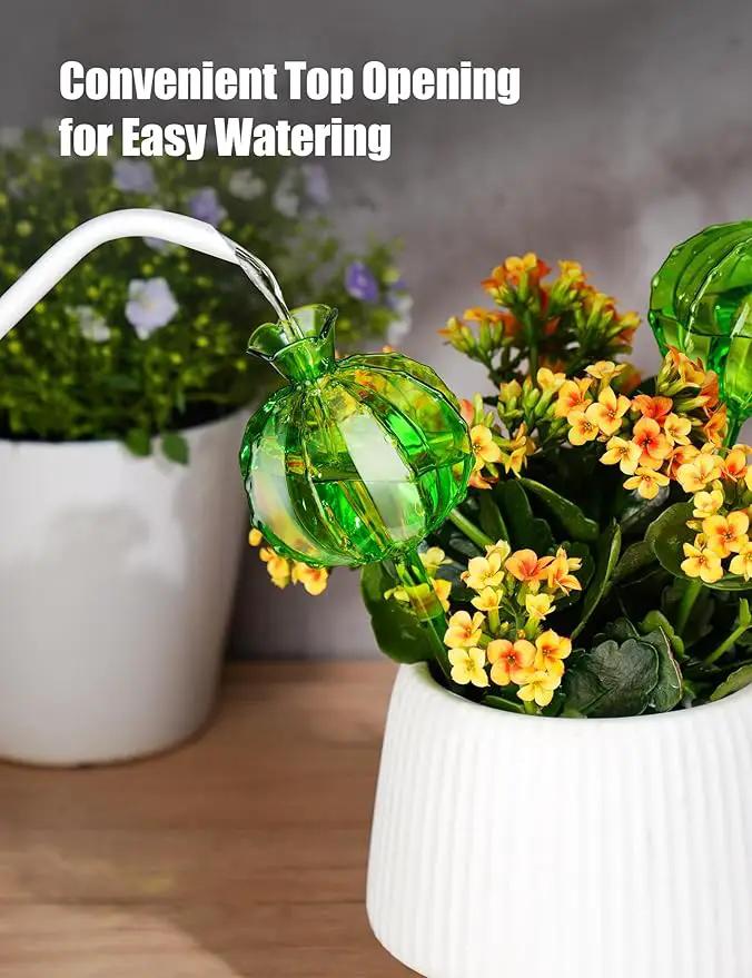 NiHome Cactus-Shaped Glass Plant Self-Watering Globes 6-Pack, Glass Waterer Stakes for Potted Plants, Automatic Mini Irrigation System, Adorable Gardening Tool (Green, 3 Large + 3 Medium) by GreenHaven Gardens