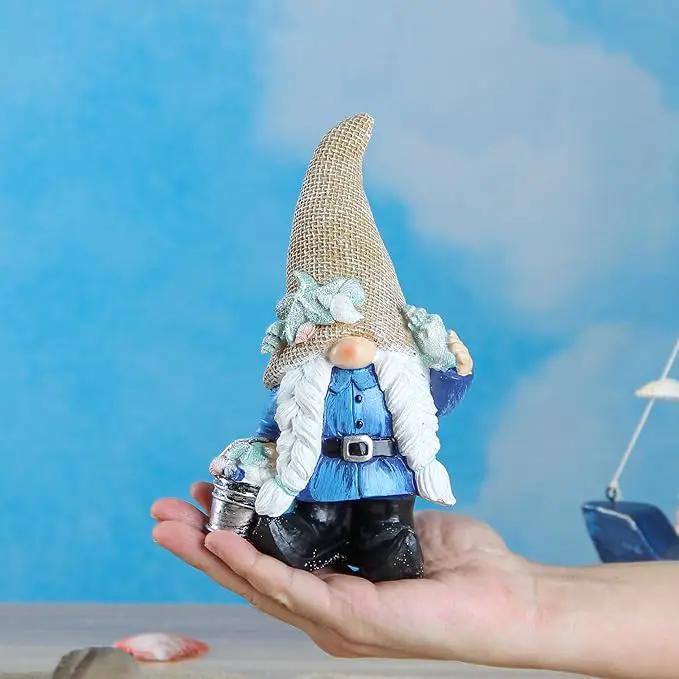 Leekung Gnome Statue Garden Decor - Ocean Gnome Figurine for Patio Lawn Yard Backyard Outdoor Indoor Home Decoration,Summer Gnomes with Shells Starfish,Swedish Beach elf tomte, for Women by GreenHaven Gardens