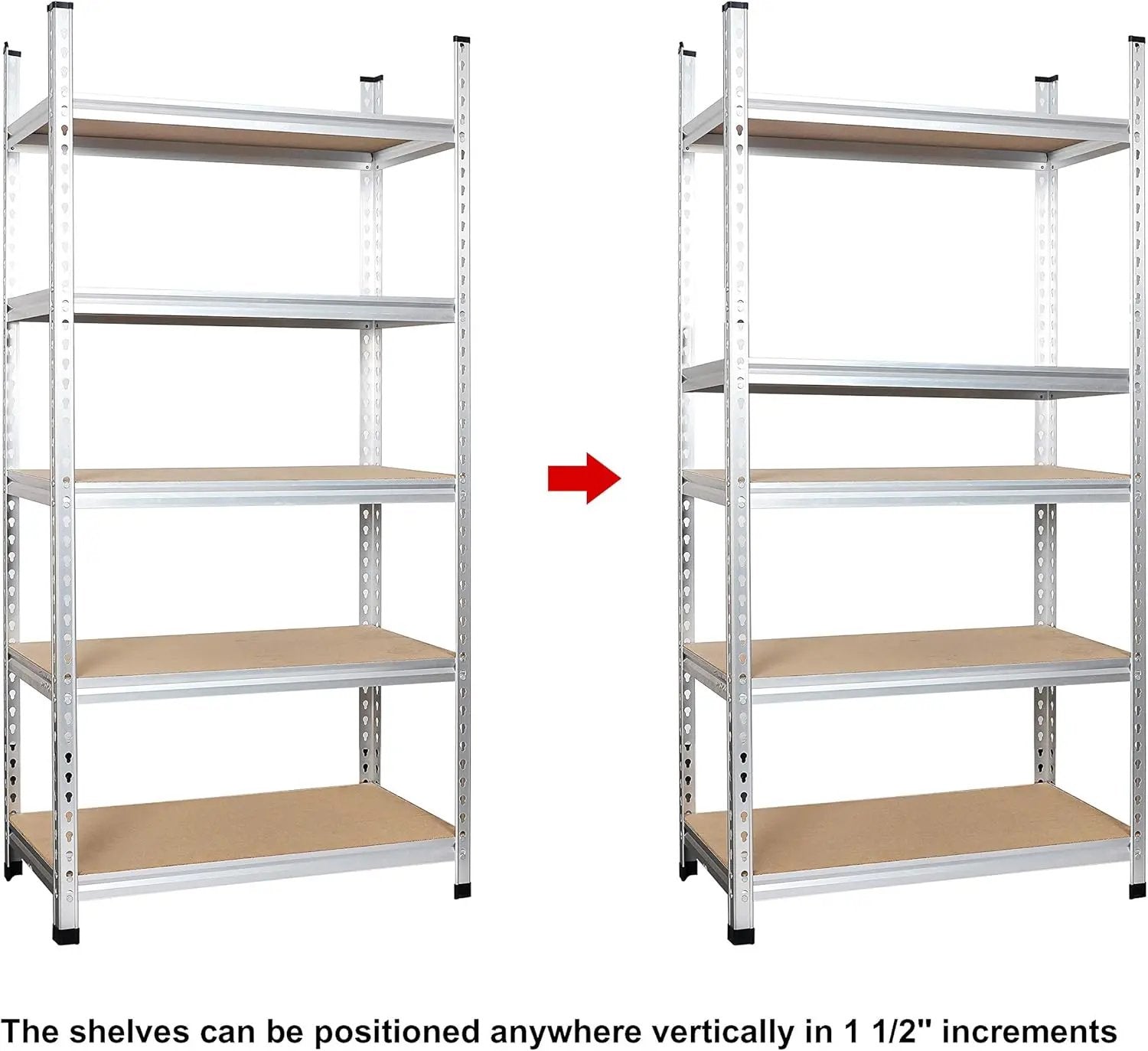 Amazon Basics 5-Tier Medium Duty Storage Shelving Single Post Press Board Shelf - 48 x 18 x 72 Inches, Aluminum by GreenHaven Gardens