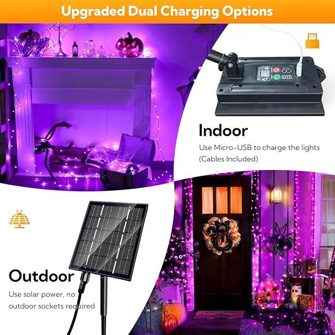 Solar Christmas Lights, 500LED 19 Modes Solar Powered Christmas Lights, Waterproof LED Solar Christmas Decorations for Fence Balcony Holiday Party 1 Pack by GreenHaven Gardens