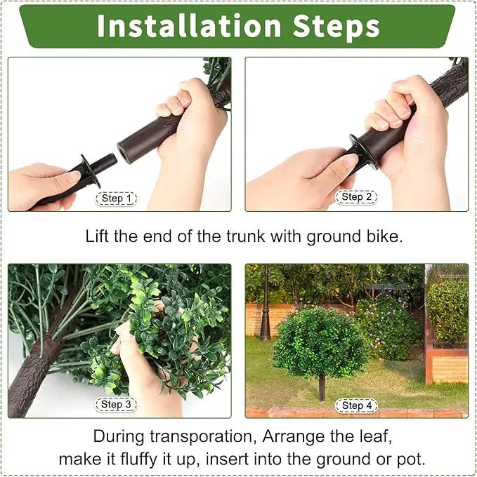 Artificial Boxwood Topiary Ball Trees, Set of 2 Artificial Boxwood Ball Bush Artificial Shrub Bushes UV Resistance Rated with Spike Fake Outdoor Plant for Front Door Decor, Home Decor, Garden by GreenHaven Gardens