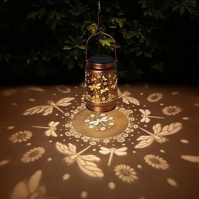 Solar Lanterns Outdoor Waterproof Dragonfly Garden Decor Gifts for Women Mom Grandma Hanging Solar Lights Metal Solar Decoration Outside for Yard, Patio, Backyard, Porch by GreenHaven Gardens