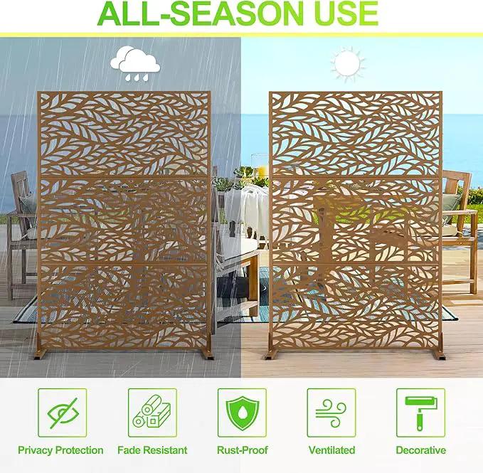 Outdoor Privacy Screen,72" H×47" W Metal Privacy Screen, Freestanding Privacy Fence Panels for Patio by GreenHaven Gardens