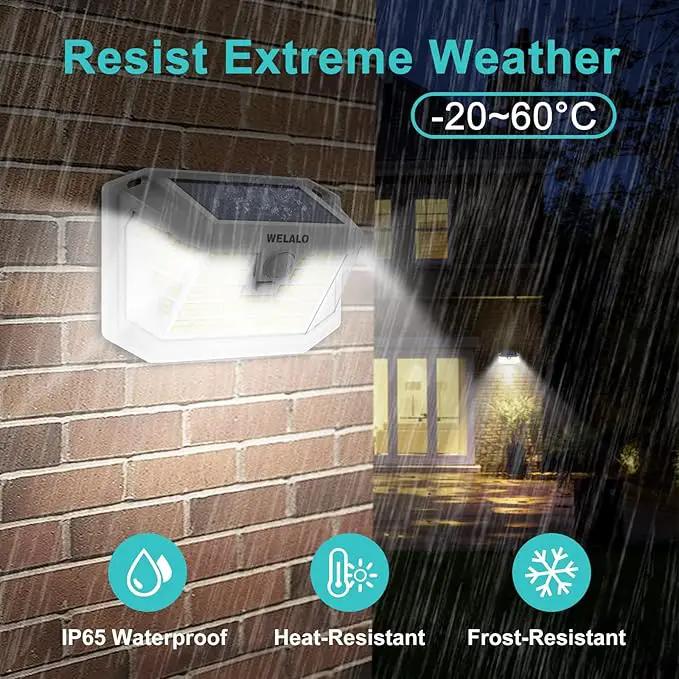 Solar Motion Sensor Lights Outdoor, [3 Modes/4 Pack/188 LED] 270° Wide Angle Lighting, Security Solar Powered Wall Lights, IP65 Waterproof Flood Lights for Fence Porch Yard Patio(White) by GreenHaven Gardens