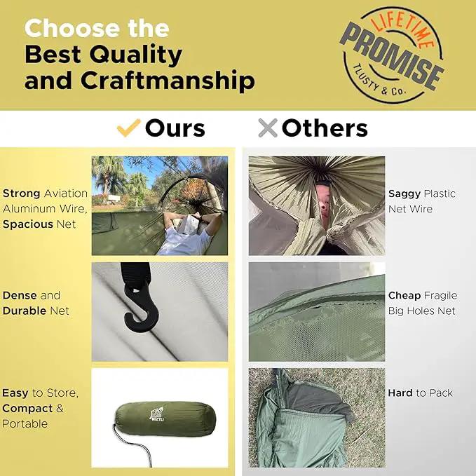 Miztli Camping Hammock -Portable Hammock w/Spacious Net & Tree Straps w/Adjustable Loops, Double and Single Hammock for Outdoor, Indoor, Hiking and Travel by GreenHaven Gardens