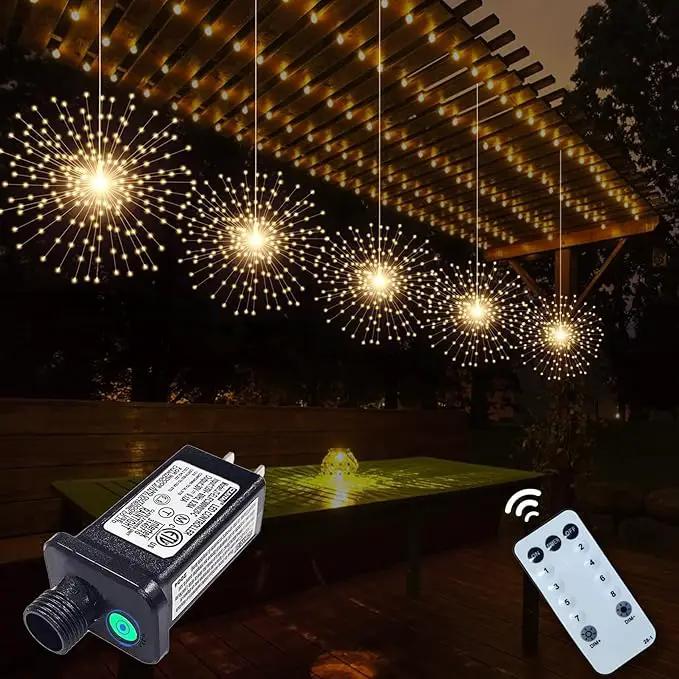 5 Pcs 1000 LED Plug-in Starburst Sphere Lights, Firework 8 Modes Dimmable Remote Control Waterproof Hanging Fairy, Copper Wire for Patio Party Tent Christmas (Warm White) by GreenHaven Gardens