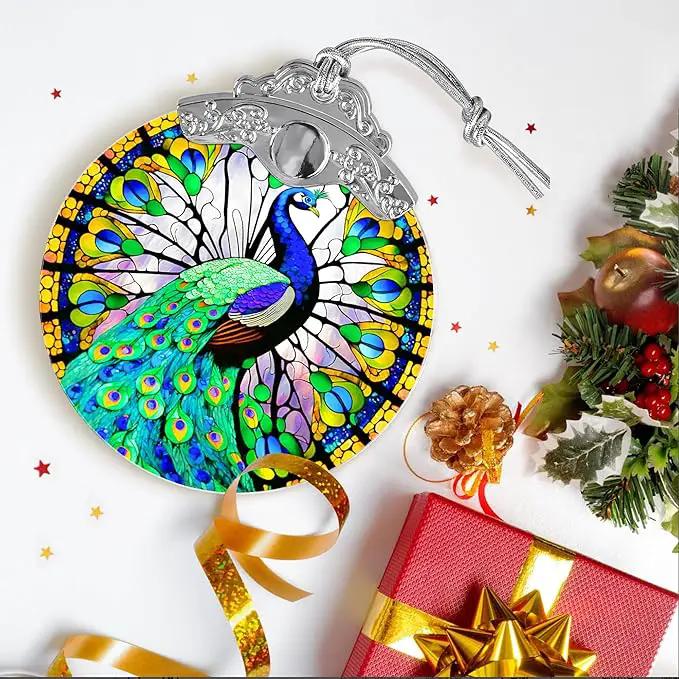Stained Glass Suncatcher, Jocidea Peacock Ornament, Christmas Ornaments, Holidays Ornaments, Christmas Tree Decor, Peacock Decor for Home, Peacock Gifts by GreenHaven Gardens