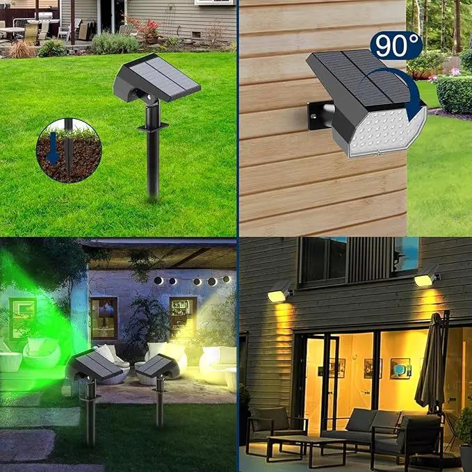 Solar Spot Lights Outdoor, [2 Pack/7 Colors/37 LED] 2-in-1 Solar Landscape Spotlights, IP65 Waterproof Auto On/Off Solar Powered Security Lights for Yard Garden Pathway Walkway by GreenHaven Gardens