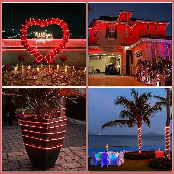 66FT 200 LED Rope Lights for Outside, Christmas String Lights with Waterproof 8 Modes, Flexible and Connectable Plug in Fairy Lights for Outdoor Indoor Bedroom Patio Wedding Decorations, Red by GreenHaven Gardens