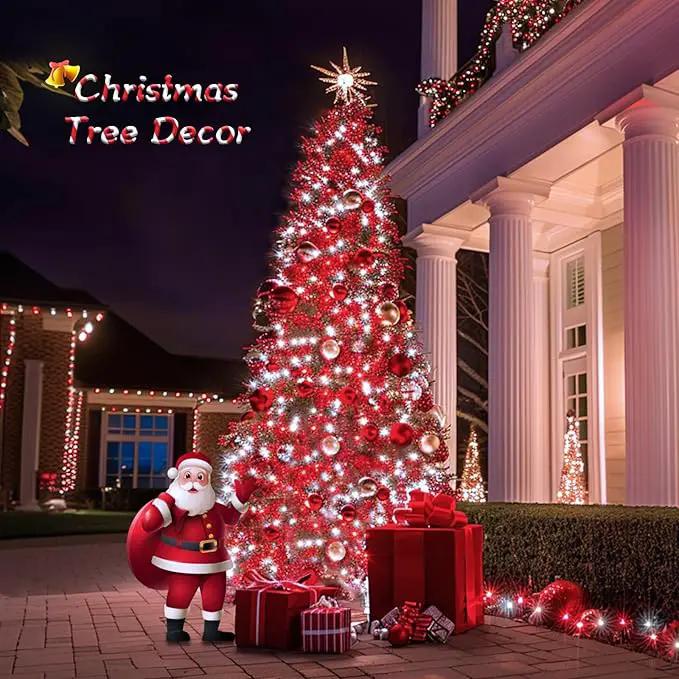 JMEXSUSS 2 Pack Red and White Christmas Lights, Each 100 LED 33ft Solar String Lights Outdoor Waterproof, 8 Modes Green Wire Solar Lights for Outside Tree Garden Patio Party Decoration by GreenHaven Gardens