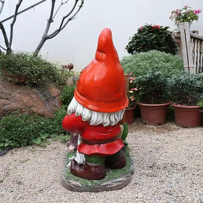 Garden Gnome Statues Large Planter - Outdoor Gnome Statues with Planter Pot Yard Welcome Decorations Outdoor Gnomes Planter Clearance Sculptures Decor for Lawn Ornament 25 inch, Red Hat by GreenHaven Gardens