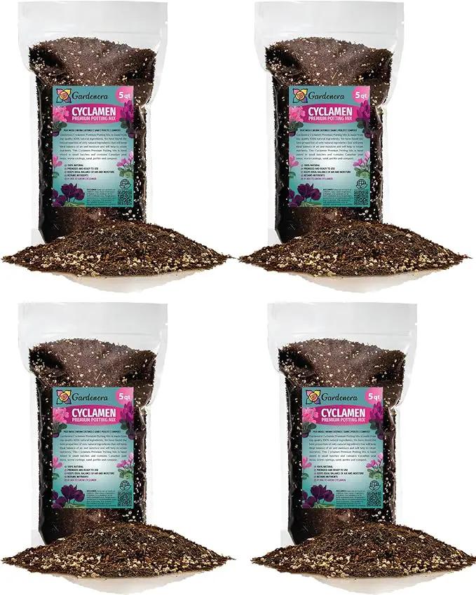 Premium Cyclamen Potting Soil Mix - Perfect Balance of Nutrients, Drainage, and Aeration for Thriving Blooms - 20 Quart by GreenHaven Gardens