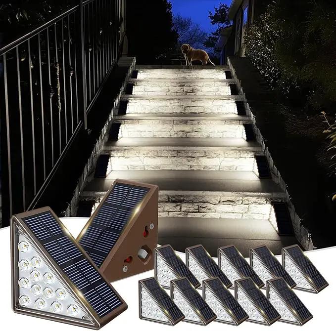 Solar Step Lights - 12 Pack, Waterproof IP67, Deck & Staircase Lights, Patio & Front Step (Cool Brown) by GreenHaven Gardens