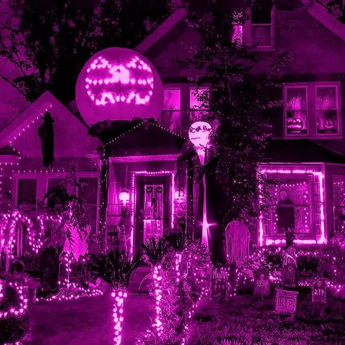HISHINY Halloween Lights Outdoor,100LED 5ftx5ft Purple Net Lights with Connectable, Waterproof,UL Certified and Durable Green Wire Design for Bushes,Trees, Outdoor Indoor Party Decorations(Purple) by GreenHaven Gardens