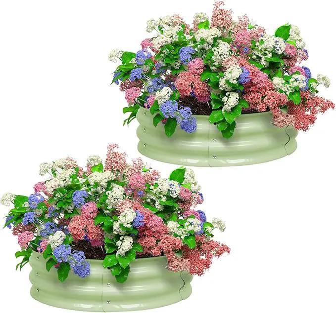 BPS Metal Raised Garden Bed, 2-Pack 2.5FT Diameter Galvanized Planter Raised Garden Boxes for Flower Planters, Vegetables Herb by GreenHaven Gardens