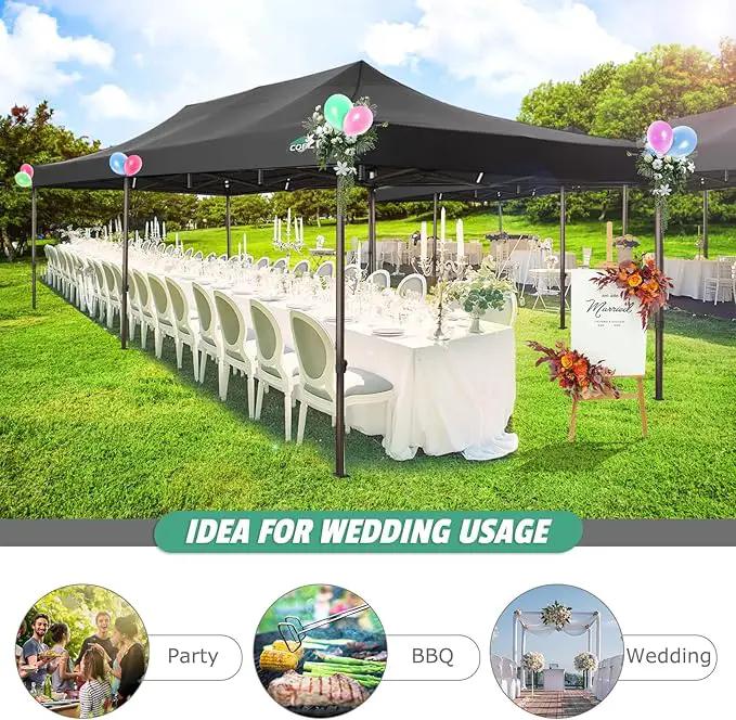COBIZI 10x20 Pop Up Canopy Heavy Duty Without Sidewalls, Commercial Heavy Duty Pop Up Tent for Parties All Weather Waterproof and UV 50+ Wedding Tent with Roller Bag(Legs Upgraded),Black by GreenHaven Gardens