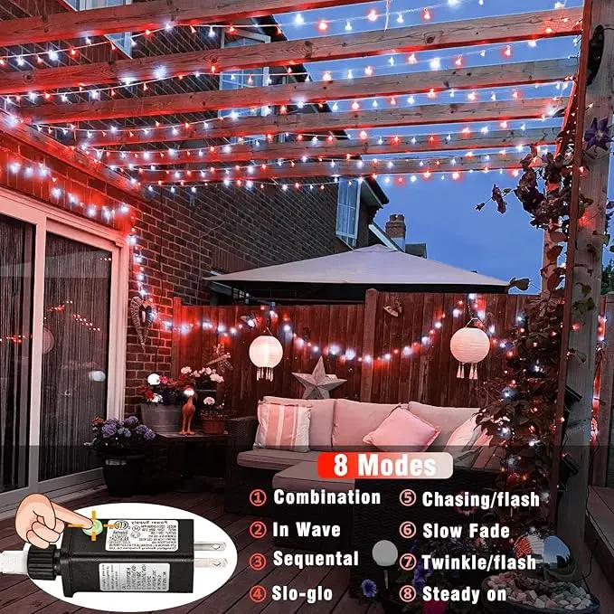 100 LED Christmas Lights Outdoor - 33ft Christmas String Lights 8 Modes Plug in Waterproof Twinkle Fairy Lights with Timer Memory for Indoor Outside Bedroom Home Party Decoration, Red&White by GreenHaven Gardens