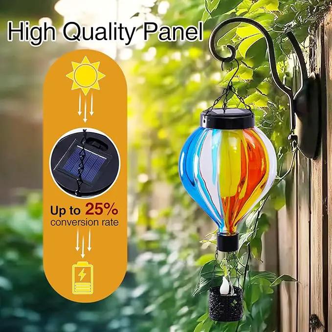 Hot Air Balloon Solar Lantern with Flickering Flame Christmas Gifts for Women Grandma Mom Outdoor Hanging Light Solar Decorative Air Balloon Lamp for Garden Patio Yard and Home (Blue & Yellow) by GreenHaven Gardens