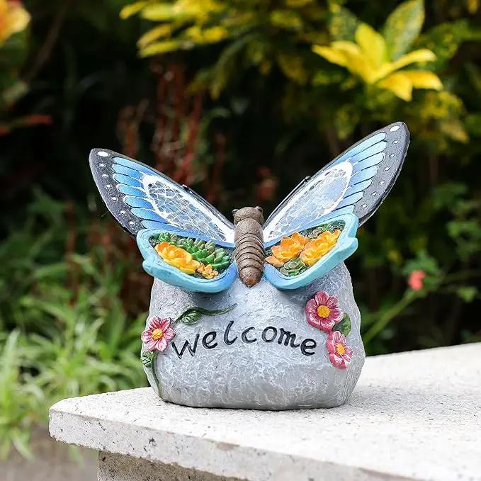 Yiosax-Garden Statue Butterfly Decor-Solar Outdoor Butterfly Light-Butterfly Figurine Decoration for Patio,Balcony,Yard,Lawn Ornament Garden Gift Women Mom by GreenHaven Gardens