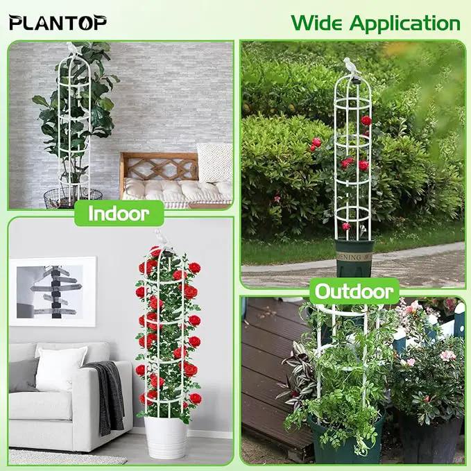 2 Pack Garden Obelisk Trellis with Solar Light, 6 Ft Trellis for Climbing Plants Outdoor Rose Bush Round Trellis for Pots, Rustproof PE Coated Metal Plant Support for Flowers Vine Indoor by GreenHaven Gardens