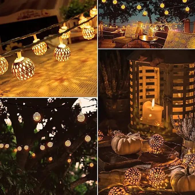 Solar Moroccan String Lights Outdoor 60 LED 36 Ft Globe Fairy Lights with 8 Lighting Modes, Waterproof Solar Powered String Lights for Garden Yard Gazebos Camping Party Holiday (Warm White) by GreenHaven Gardens