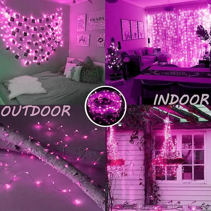 66Ft 200 LED Pink Fairy Lights Plug in, Waterproof String Lights Outdoor Indoor 8 Modes Bedroom Decor, Twinkle Light for Girl's Room Garden Party Mother's Day Valentines Decorations by GreenHaven Gardens