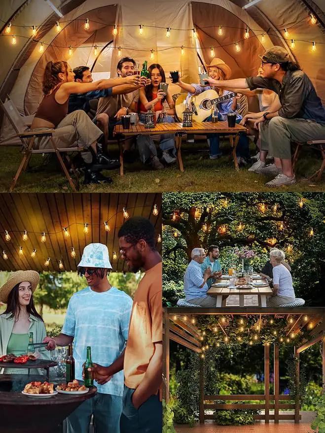 Svater Outdoor String Lights 100 FT, Patio Light for Outside with Shatterproof Bulbs, Waterproof LED Hanging Lights for Cafe Backyard Bistro Party, Warm White by GreenHaven Gardens