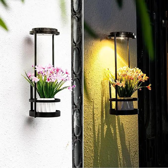 Solar Yard Wall Light with Plant Stands, Wireless Outdoor Solar Wall Lamp with 2 Modes & IP45 Waterproof Dusk to Dawn LED Outdoor Solar Lights for Garden Patio Yard Decoration (2Pack) by GreenHaven Gardens