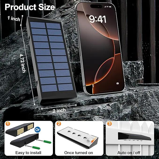 Solar Fence Lights Outdoor Waterproof IP65, 6 Pack Fence Lights Solar Powered 60 Lumens Auto On/Off Step Wall Lights Outside Decorations for Yard, Porch, Patio, Stairs, Pool, Deck, Garden- Warm Light by GreenHaven Gardens