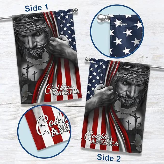 FLAGWIX Christian American Flag, God Bless America Flag - 4th of July, Independence Day Decorations for Home, Garden, 30x40 House Flag - USA Flags Premium Polyester, Decorative Indoor Outdoor Flag by GreenHaven Gardens