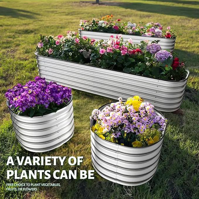 8×2×1.5 ft Galvanized 0.7mm Thickness Steel Raised Garden Bed,Modular Planter for Gardening, Vegetables Bed, Flowers Bed,17" Tall Metal Raised Garden Beds Outdoor-Silver. by GreenHaven Gardens