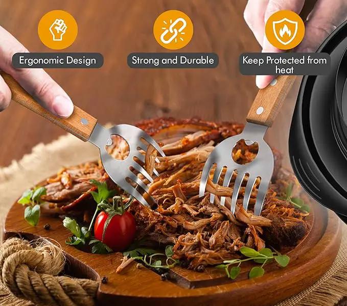 Chicken Shredder Tool Twist Plus Meat Claws and Cleaning Brush - Kitchen Essentials - Meal Prep Tools - Pulled Pork Shredder - Meat Shredder Tool Twist - Kitchen and Barbecue Gifts by GreenHaven Gardens