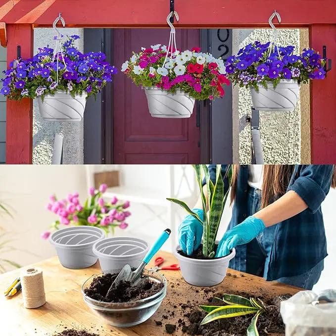 Tioncy 50 Pcs Plastic Hanging Planter Round Hanging Pot for Plants Containers with Hook Flower Plant Pots Holders for Outdoor Indoor Plant Balcony Garden Decor(Gray White) by GreenHaven Gardens