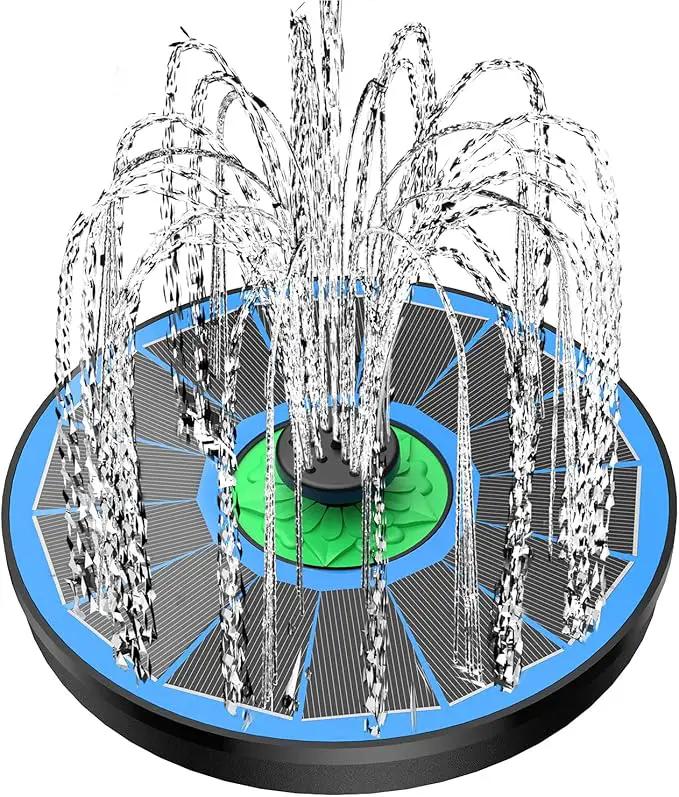 Solar Fountain Full Glass Panel No Battery, 3.5W Solar Bird Bath Fountains with 4 Fixed Rods & 7 Nozzles, Solar Fountain Pump for Bird Bath, Garden, Pond, Pool, Patio,Hummingbird by GreenHaven Gardens