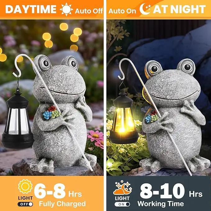 Frog Solar Garden Statues Garden, Resin Frog Figurine Decorations, Outdoor Frog Garden Decor Art for Lawn,Yard, Unique Housewarming Gift for Garden Home by GreenHaven Gardens
