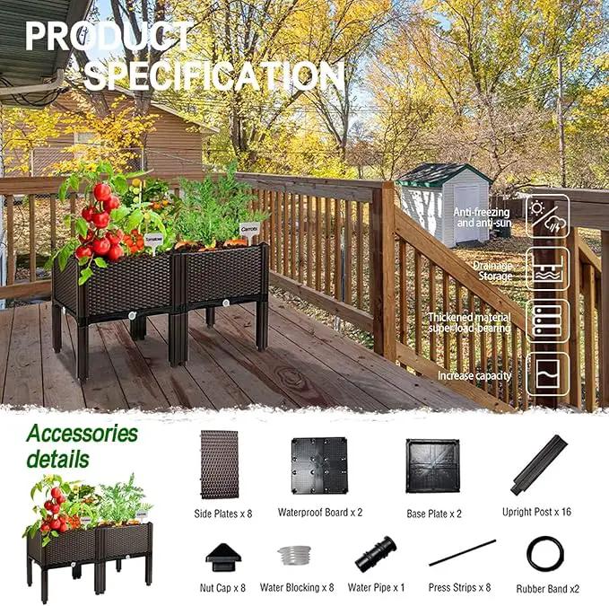 Raised Garden Bed with Legs Planters for Large planters Outdoor Plants Elevated Plastic Garden Planter Boxes Plant pots for Patio Backyard Porch Deck to Planting Flowers Vegetables and Herbs by GreenHaven Gardens