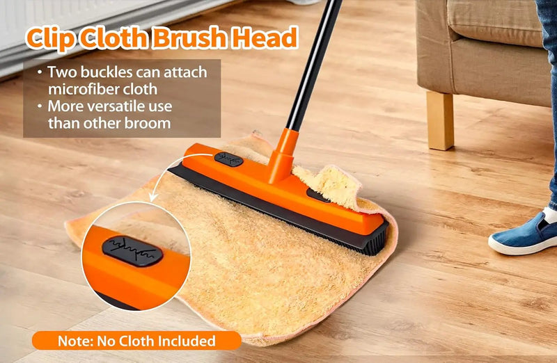 JEHONN Rubber Broom Carpet Rake for Pet Hair Remover, Fur Removal with Squeegee, Portable Detailing Brush Brush, 52.8 Inches Telescopic Long Handle for Fluff Carpet by GreenHaven Gardens