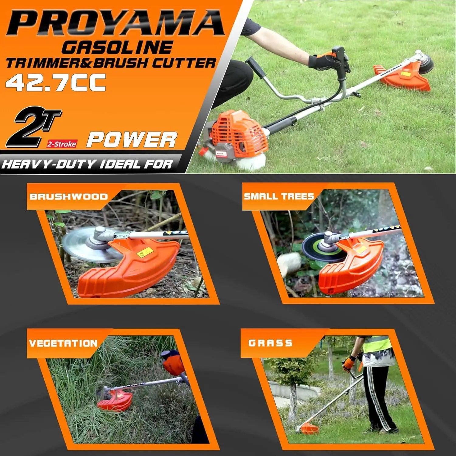 PROYAMA 42.7cc Gas Weed Wacker, 3 in 1 Weed Eater Gas Powered, Brush Cutter and Gas String Trimmer 2-Cycle Extreme Duty, 5 Year Warranty Gearbox, Grass Trimmer 2025 Upgraded… by GreenHaven Gardens