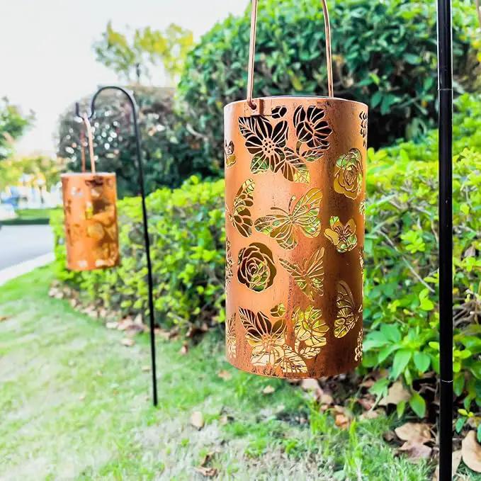 2 Pack Butterfly Solar Gardening Gifts Lanterns Decorative Outdoor, Flower Pattern Solar Hanging Lights Waterproof, Garden Decor Gifts for Women Mom Grandma, Yard Gifts for Patio, Pathway by GreenHaven Gardens