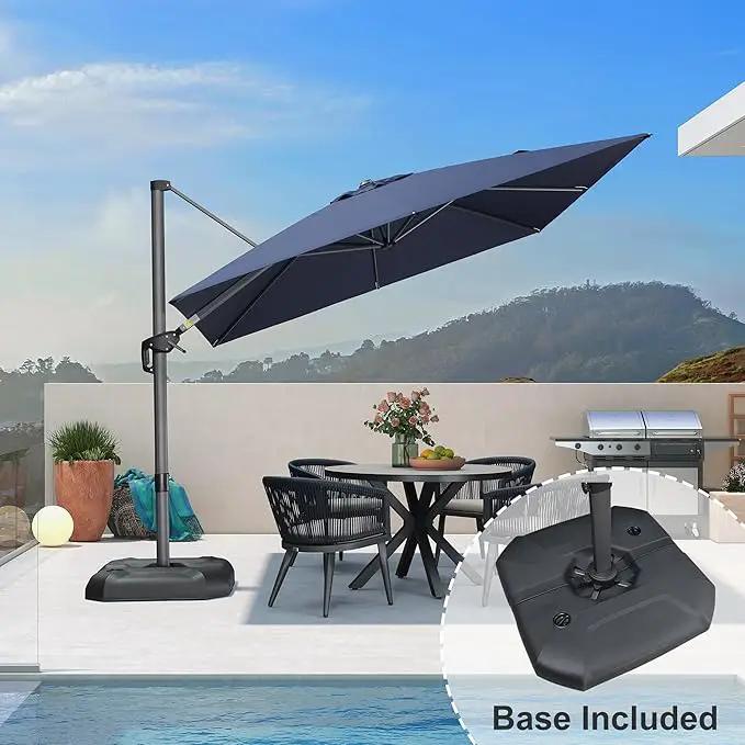 PURPLE LEAF Patio 9 Feet Cantilever Offset Umbrella with Base Outdoor Umbrella with 360-degree Rotation for Garden Deck Pool Patio Navy Blue by GreenHaven Gardens