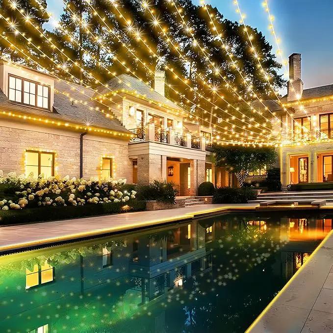 KNONEW 600ft 1500 LED Christmas String Lights Outdoor 8 Lighting Modes & Timer Dimmable Fairy Light Plug in Waterproof for Xmas Roof Yard Tree Wedding Party Holiday Decorations (Warm White) by GreenHaven Gardens