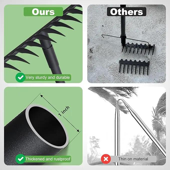 Pragmatist Bow Rake Heavy Duty 60" Metal Head Garden Rake with Adjustable Stainless Steel Handle Garden Tool for Loosening Soil Leveling Mulch Gathering Leaf by GreenHaven Gardens