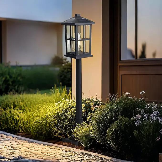 31" Solar Pathway Lights Outdoor, Dusk to Dawn Aluminum Lamp Post with Remote Control & Pole Mount Base - IP44 Waterproof, 3 Brightness Modes for Lawn, Patio, Driveway, Garden Decoration by GreenHaven Gardens