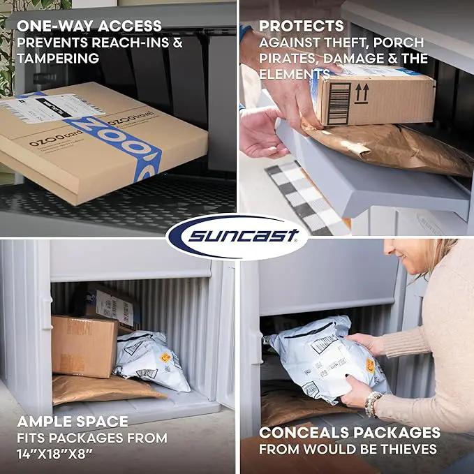 Suncast 33.5-Gallon Capacity Package Delivery Box, Parcel Drop Box with Lock, Weather Resistant Outdoor Storage Solution for Secure Package Deliveries, Made in USA by GreenHaven Gardens
