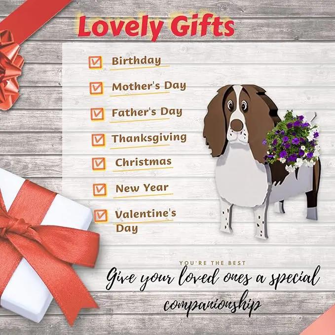 English Springer Spaniel Dog Planter Plant Pots,Cute Garden Dog Flower Planter,Dog Planters Birthday Gifts for Women,Office,Indoor/Outdoor Decor（9.45 * 6.89 * 13.35in） by GreenHaven Gardens
