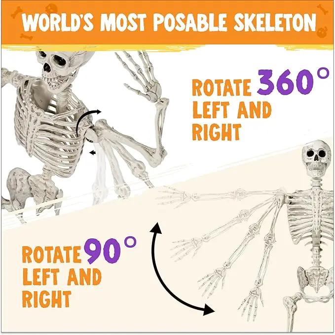 JOYIN 6.9 FT Halloween Skeleton Posable Plastic Full Body Realistic Human Bones with Movable Joints for Indoor Outdoor Halloween Props Spooky Scene Party Decorations（White, No Screwdriver） by GreenHaven Gardens