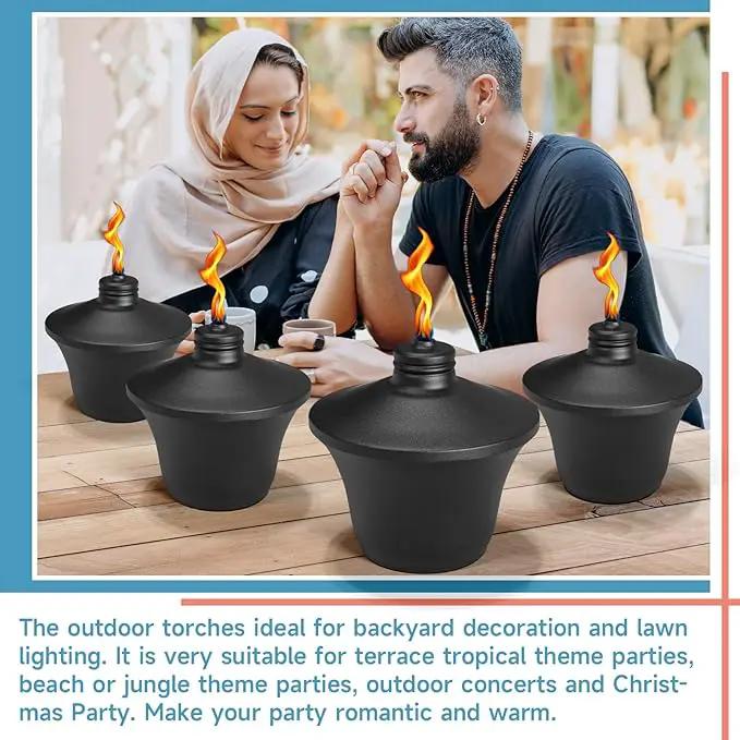 4-Pack Citronella Tabletop Torches, 14.5 oz Table Top Torches for Outdoor, Metal Oil Burner Candles, Garden Torches with Fiberglass Wick for Yard, Patio, Deck, Garden, Party, Landscape by GreenHaven Gardens