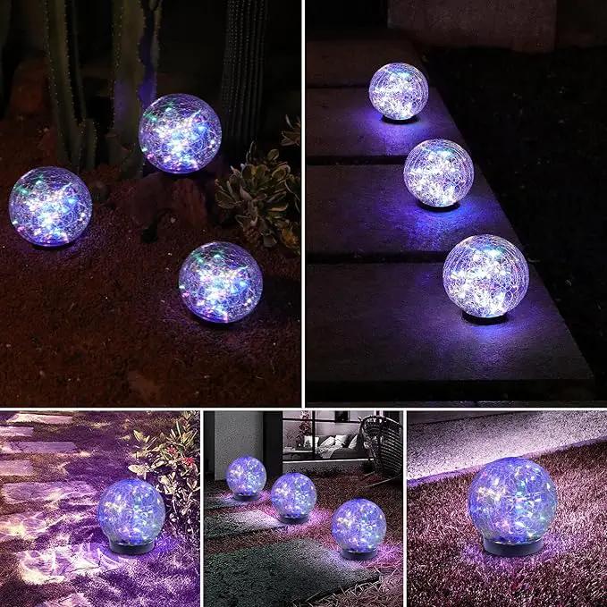 Solar Globe Lights Outdoor Waterproof-Solar Balls-Solar Garden Lights-Solar Orbs for Outside 4 Pack Cracked Glass Ball for Lawn Patio Yard Backyard Decorations, DS-XBQ-1-1-1 by GreenHaven Gardens