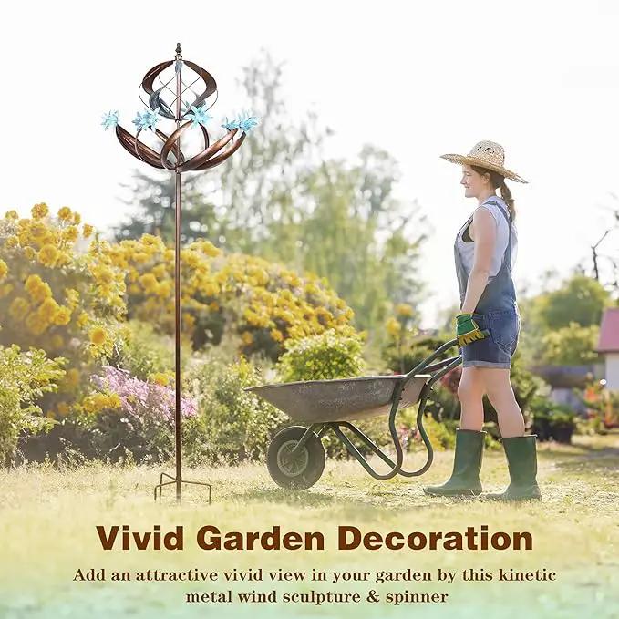 Outdoor Metal Wind Spinner for Yard Garden - Large Kinetic Wind Sculptures Spinners Outdoor, Gift for Birthday, Anniversary, Housewarming, Christmas (W26 x H86) by GreenHaven Gardens