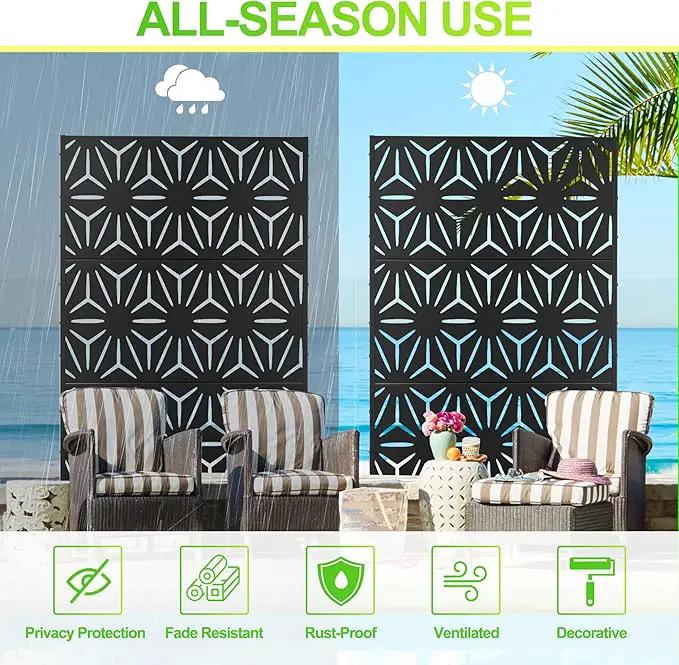 Outdoor Privacy Screen,72" H×47" W Metal Privacy Screen, Freestanding Privacy Fence Panels for Patio by GreenHaven Gardens
